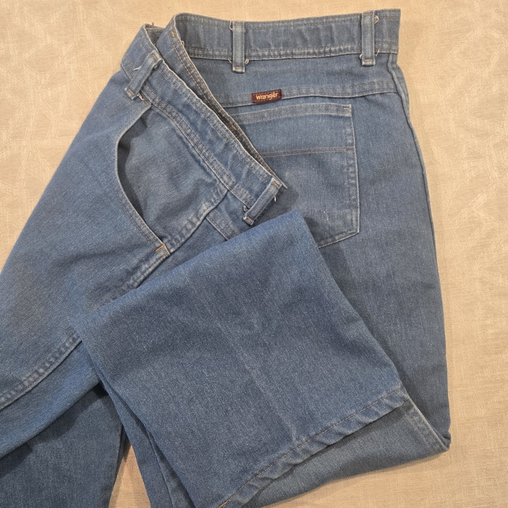 Vintage Wrangler Jeans Mens 42x32 Denim 85498LB USA Light Wash Flex Fit